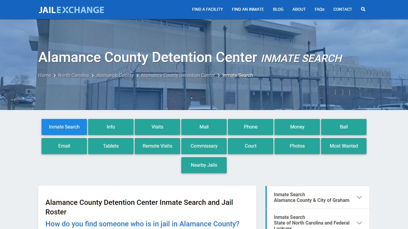 Inmate Search: Roster & Mugshots - Alamance County Detention Center, NC